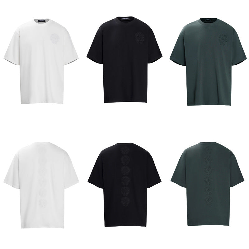 Chrome Heart T Shirts Crowe Cross Print Short Sleeve T-Shirt Loose